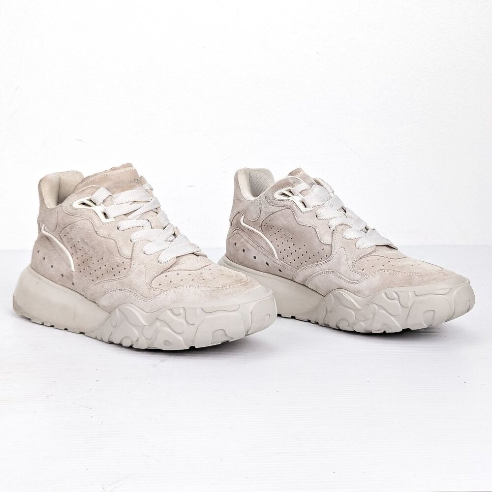 Alexander McQueen Men Court Light Grey Suede Mid-top Sneakers 10-10.5US EUR43